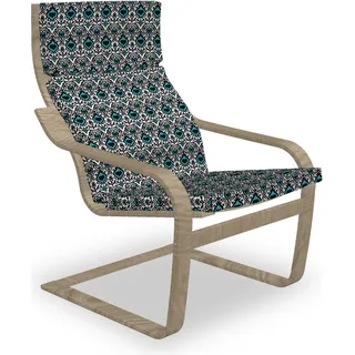 ABAKUHAUS marokkanisch Poäng Sessel Polster, Folkloric Vivid Ikat Kunst, Sitzkissen mit Stuhlkissen mit Hakenschlaufe und Reißverschluss, Dark Green Multicolor