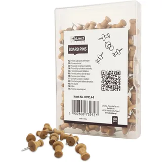 D.RECT 100 Stück Holz Pinnadeln, Reißnägel Holz, Pinnwandnadel Reißzwecken für Korktafeln Verpackung 100 Stück, Stahlnagel für Korkplatte, Landkarte, Fotos, Haus, Büro, Handwerke