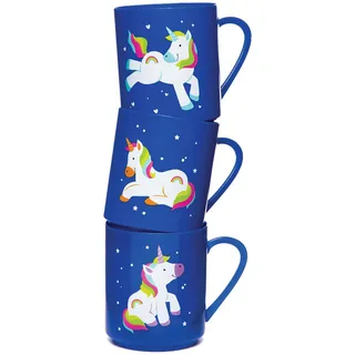 Baker Ross Becher Regenbogen-Einhorn 0,2 l Blau 4 St.