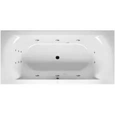 RIHO Linares Rechteck-Badewanne, Version links, mit Flow-System, 2-Sitzer, weiß, B14, Ausführung: 190x90x49cm, Nutzinhalt: 240 Liter