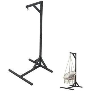 QLS Hängesessel Gestell Stahl mit Haken 212 cm Stabil bis 100kg Outdoor Schwarz 11261 - schwarz