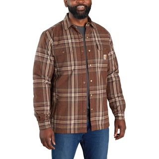 CARHARTT FLANNEL SHERPA LINED SHIRT JAC 105430 - Braun/Grau (227) - M