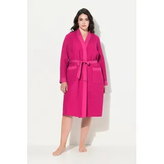 Ulla Popken Damen große Größen Übergrößen Plus Size Bademantel, Schalkragen, Gürtel, Waffelpiqué, Langarm