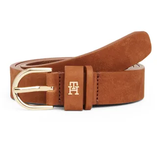 Ledergürtel TOMMY HILFIGER "ESSENTIAL EFFORTLESS NUBUCK", Damen, Gr. 85, rich walnut, Rindsleder, Gürtel Ledergürtel, 3,5 cm, samtartig, leicht angeraut