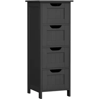 VASAGLE Badezimmerschrank, Badschrank, Beistellschrank mit 4 Schubladen, 30 x 30 x 82 cm, für Badezimmer, Wohnzimmer, Esszimmer, Küche, modern, tintenschwarz LHC040B01