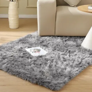 ORINOVA Teppich Flauschig Grau 120x180 cm Kunstfell Teppich Fellteppich Kuschel Weich Wohnzimmer Bettvorleger Schlafzimmer Waschbar