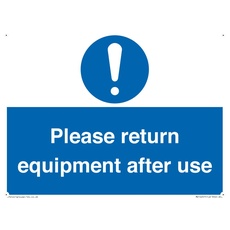 Schild mit Aufschrift "Please Return Equipment After Use", 200 x 150 mm, A5L