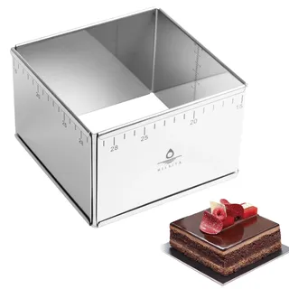 Hilsita Einstellbare Rechteckige Kuchenrahmen, Tortenring Eckig, Edelstahl Brownie Form, Tiramisu Kuchen Formen Backen, Backrahmen Rechteckig, Tortenring Höhe 10cm (15 * 15 * 10cm)