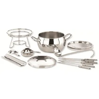 APS Fondue- und Feuerzangenbowle Set, Fondue Set, Silber