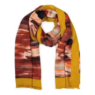styleBREAKER Schal "Plissierter Schal mit Pinselstrich Muster" 1 Stk., curry, bordeaux, beige