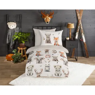 good morning Kinderbettwäsche »Svenmu« 2 Stk. tlg. Flanell Biber, 135x200, Warm, Reißverschluss, Wende, Kind, Tier