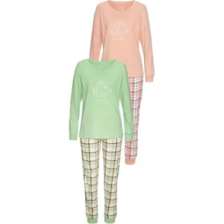 VIVANCE DREAMS Damen Pyjama grün und rosa-kariert Gr.36/38