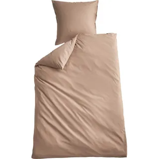 Bettwäsche Set Microsatin »Berlin« BxL 135x200 cm Taupe Kissenbezug Bettbezug Reißverschluss Hautfreundlich 202090 - Taupe