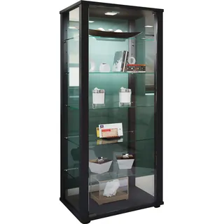 VCM Vitrine »VCM Glasvitrine stehend   Vitrine Glas mit ESG-Sicherheitsglas   Maße ca. H. 115 x B. 50 x T. 38 cm   Standvitrine Glas   Modern und platzsparend   Glas Vitrinenschrank ¿ Kavisa L« 1 Stk. tlg., schwarz