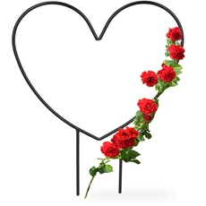 Bild Rankhilfe Herz, Metall, Kletterhilfe für Topf-und Zimmerpflanzen, HBT 32 x 25 x 0,5 cm, Blumenstütze, schwarz