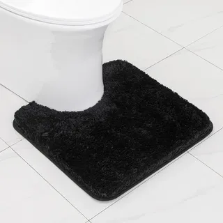 MIULEE Badematte Weiche Badteppich U Förmige Deko Matte rutschfest Fußmatte Flauschig Teppich Waschbar Badteppich Badvorleger Badezimmerteppich für Toilett WC Badezimmer 50x50 cm Schwarz