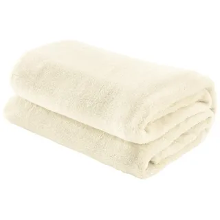 Erwin Müller Teddy-Fleece-Wohndecke Salerno, Fleece-Decke, Kuscheldecke wollweiß Größe 130x170 cm - flauschig weich, pflegeleicht
