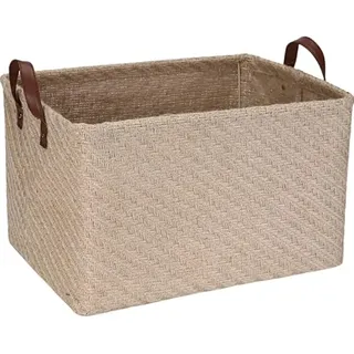 Sea Team Jute-Aufbewahrungskorb mit Stützrahmen, 42x30x24 cm Khaki Wellig