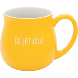 SHEEPWORLD GRUSS & CO Tasse bauchig mit Garvur "Toll" | Steinzeug, 41 cl, gelb, Boden und innen Natur | Geschenk für Freunde, natürlich schön | 74637