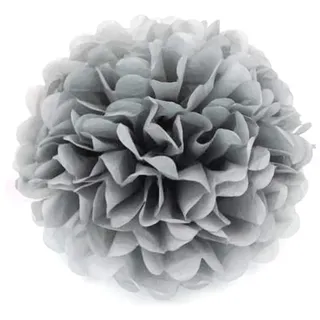 JZK 10 x Grau Pompoms Pompons, 25cm Durchmesser, Seidenpapier blume Dekoration für Wohnzimmer Hochzeit Geburtstag Babyparty Kinder Party Weihnachten Silvester