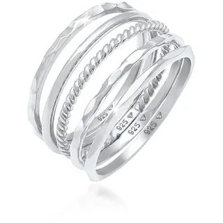 Elli Ring Damen, Set Stacking Minimal Trend Blogger Basic in 925 Sterling Silber"