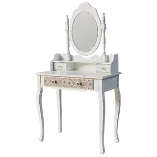 Casa Padrino Landhausstil Schminktisch im Shabby Chic Design Antik Weiß / Mehrfarbig 75 x 40 x H. 140 cm - Weiß