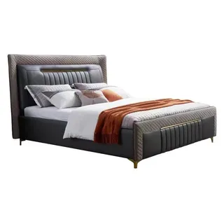 Modernes Bett Betten modernes Luxus Leder Bett Hotelbett Doppelbett Neu - Braun