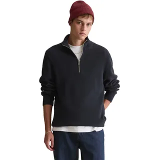 Troyer MARC O'POLO DENIM, Herren, Gr. L, blau (blau depths), Strick, Obermaterial: 100% Baumwolle, relaxed fit, Rippbündchen, Pullover Troyer, relaxed fit aus reiner Bio-Baumwolle