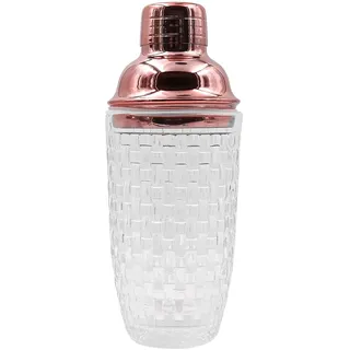 ZONADAH Glas-Cocktail-Shaker, 400 ml, Trink-Shaker, Getränkemixer, Barkeeper-Set, Sieb, Bar-Werkzeug, Martini-Shaker für Zuhause, Hochzeit, Küche, Essen, Familien, Roségold