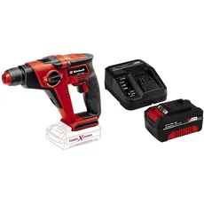 Einhell Akku-Bohrhammer TE-HD 18/12 Li Power X-Change (Li-Ion, 18 V, Hammer-/bohren/Schrauben, 1.3 Joule, SDS+, 12 mm in Beton, inkl. 4 Ah Akku und Ladegerät, Bitadapter)