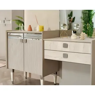 Schlafzimmer Luxus Möbel Schminktisch mit Spiegel Holz Design Modern - Grau