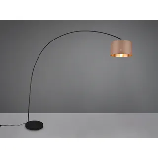 LED Bogenlampe mit Stoffschirm in Taupe, große Stehlampe mit Bogen, Höhe 210cm - Taupe