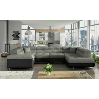 Design Ecksofa Schlafsofa Bettfunktion Couch Leder Polster Textil Sofas Neu 5625 - Grau, Schwarz