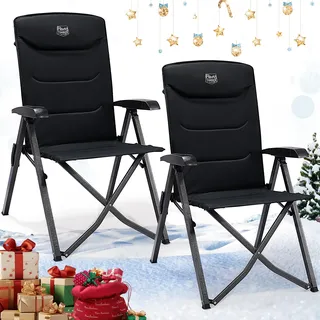 TIMBER RIDGE 2er Campingstuhl Faltbar Hohe Lehne mit 4 Positionen verstellbar bis 150kg Klappstuhl Camping Gepolstert Faltstuhl Liegestuhl mit Tasche für Garten Balkon Wohnmobil