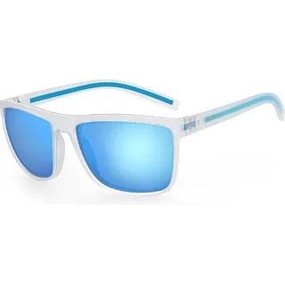 Herren Polarisierte Sonnenbrille TR90 Rahmen UV400 Schutz Blau Verspiegelte Linse