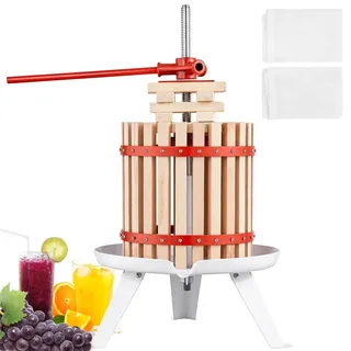 Vevor Obstpresse Saftpresse Beerenpresse 11,3 L, Fruchtpresse 40 x 40 x 20,5 cm Zelkova-Holz Manuelle Obstpresse, Apfelpresse Weinpresse Maischepresse Saftpresse Entsafter Obstmühle mit Filtertüten