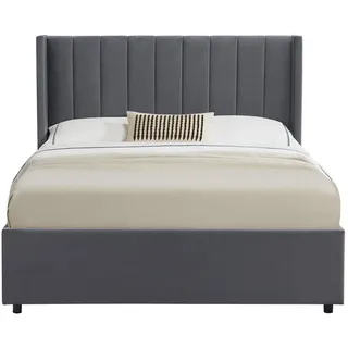 Juskys Polsterbett Savona mit Matratze 140 x 200 cm dunkelgrau , Dunkelgrau , Holzwerkstoff , 140x200 cm , Schlafzimmer, Betten, Polsterbetten