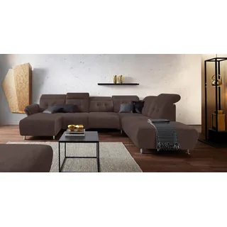 PLACES OF STYLE Wohnlandschaft »Manhattan U-Form«, 2 Sitze mit elektrischer Relaxfunktion, verstellbare Armlehnen braun