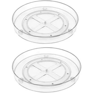 SHENGYIG Drehbares Gewürzregal, 2 Stück 23,5 cm Kühlschrank Drehteller, 360° Drehbares Acryl Drehteller Küche, Transparentes Gewürzregal, für Gewürze, Kosmetik, Toilettenartikel
