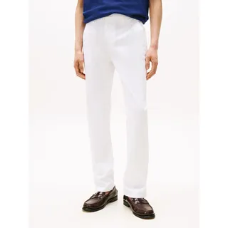 Chinohose TOMMY HILFIGER "DENTON ESSENTIAL", Herren, Gr. 38, Länge 34, th optic weiß, Twill, Obermaterial: 97% Baumwolle, 3% Elasthan, straight fit normal, Hosen Chinohose, Gerades Bein, Schlichte Optik