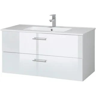 WELLTIME »Trento in verschiedenen Ausführungen Unterschrank inkl. Waschbecken« Badmöbel in Breite 100 cm, Waschplatz mit 2 Schubladen, Badschrank,
