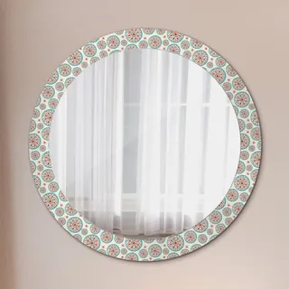 Spiegel - Mirror zum Wandspiegel Schlafzimmer – Schminkspiegel- Boho Muster- Ø80cm - Grau