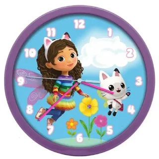 Gabby's Dollhouse analoge Wanduhr mit 25cm Durchmesser: Präzise Zeitmessung im großartigen Design - Rosa