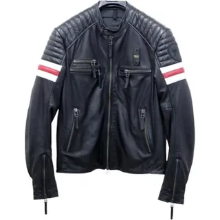 Blauer Herren Lederjacke mit gesteppten Schultern, Modell 24WBLUL01381 - Schwarz