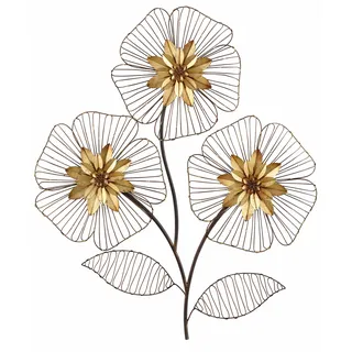 Hofmann Living And More HOFMANN LIVING AND MORE, Wanddekoobjekt »Wanddeko Blumenbouquet« Wanddekoration, Motiv Blüten, aus Metall, goldfarben