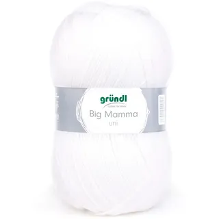 Gründl Wolle Big Mamma uni - XXL Wolle zum Stricken - Strickgarn - Weich und hautfreundlich - 100% Polyacryl - 1 Knäuel 400 g / 1040 m - Nadelstärke 3,5-4,5 - weiß