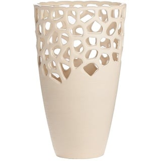 GILDE Deko Vase aus Keramik - mit Lochmuster - Geschenk Weihnachten Geburtstag Hochzeit - Farbe: Creme Höhe 38 cm