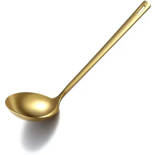 Goldkelle, Berglander Edelstahl Küchenkelle mit Titainium Vergoldung, Suppenkelle, Kochkelle, Metall Suppenlöffel zum Kochen, spülmaschinenfest, leicht zu reinigen