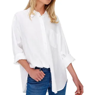 Only Longbluse ONLTOKYO L/S LINEN BLEND SHIRT mit Leinen weiß M (38)