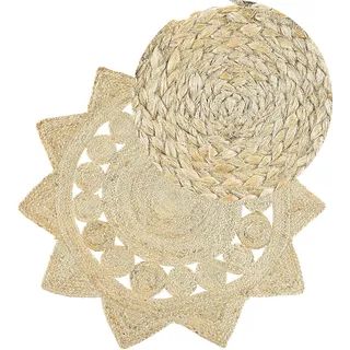 Beliani Teppich ARABAN beige ⌀ 120 cm Jute